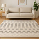 5' X 7' Ivory Geometric Power Loom Area Rug