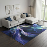 8' X 10' Blue Abstract Power Loom Non Skid Area Rug