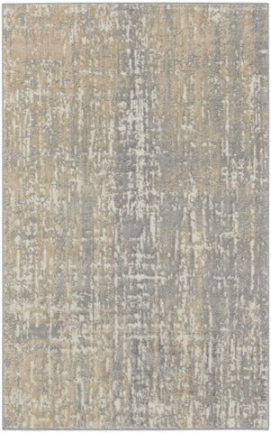 3' X 5' Gray Abstract Power Loom Area Rug