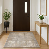 3' X 5' Ivory Abstract Power Loom Area Rug
