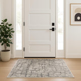 3' X 5' Gray Abstract Power Loom Area Rug