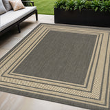 5' X 7' Charcoal Geometric Indoor Outdoor Area Rug
