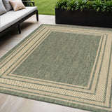 5' X 7' Green Geometric Indoor Outdoor Area Rug
