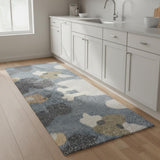 8' Blue Animal Print Power Loom Runner Rug