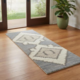 6' Blue Floral Power Loom Runner Rug