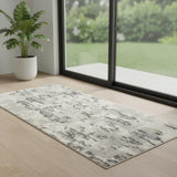 6' Gray Floral Runner Rug