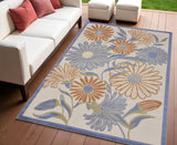4' X 6' Beige Floral Indoor Outdoor Area Rug