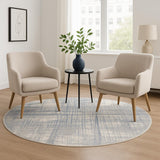 6' Ivory Abstract Round Rug