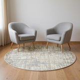 6' Ivory Abstract Round Rug