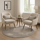 6' Gray Abstract Round Rug