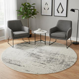 6' Ivory Abstract Power Loom Round Rug
