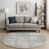 8' Ivory Abstract Round Rug