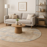 8' Beige Abstract Round Rug