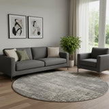 8' Gray Abstract Round Rug