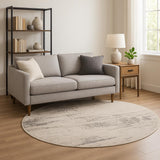 8' Ivory Abstract Round Rug