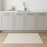 8' Beige Checkered Runner Rug