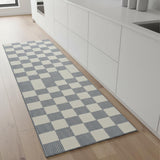 8' Ivory Checkered Runner Rug