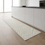 8' Ivory Checkered Runner Rug