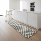 8' Ivory Checkered Runner Rug