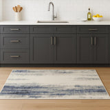 8' Blue Abstract Runner Rug