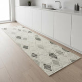 8' Beige Geometric Runner Rug