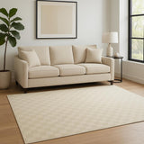 5' X 7' Ivory Checkered Area Rug
