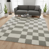 5' X 7' Ivory Checkered Area Rug