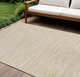 6' X 9' Ivory And Gold Abstract Indoor Outdoor Area Rug