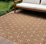 6' X 9' Copper Geometric Indoor Outdoor Area Rug
