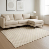 6' X 9' Beige Checkered Area Rug