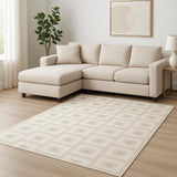 8' X 10' Beige Geometric Area Rug