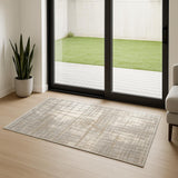 7' Ivory Abstract Runner Rug