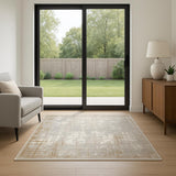 7' Ivory Abstract Runner Rug