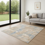 7' Beige Abstract Runner Rug