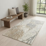 7' Gray Abstract Power Loom Runner Rug