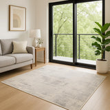 7' Ivory Abstract Runner Rug