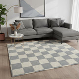 8' X 10' Ivory Checkered Area Rug