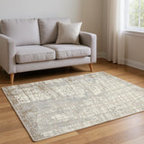 5' X 7' Ivory Abstract Area Rug