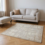 6' X 9' Ivory Abstract Area Rug