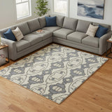 6' X 9' Blue Floral Area Rug