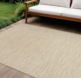 7' X 10' Ivory And Gold Abstract Indoor Outdoor Area Rug