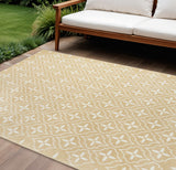 8' X 10' Beige And Ivory Geometric Indoor Outdoor Area Rug