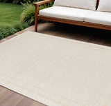 8' X 10' Ivory And Gold Indoor Outdoor Area Rug