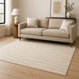 5' X 7' Beige And Ivory Abstract Shag Area Rug
