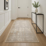 10' Ivory Abstract Power Loom Runner Rug
