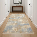 10' Beige Abstract Power Loom Runner Rug