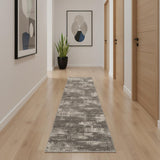 10' Gray Abstract Power Loom Runner Rug