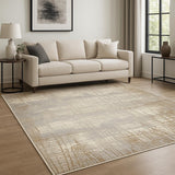 7' X 10' Ivory Abstract Power Loom Area Rug