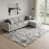 7' X 10' Gray Abstract Power Loom Area Rug