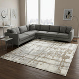8' X 10' Ivory Abstract Power Loom Area Rug